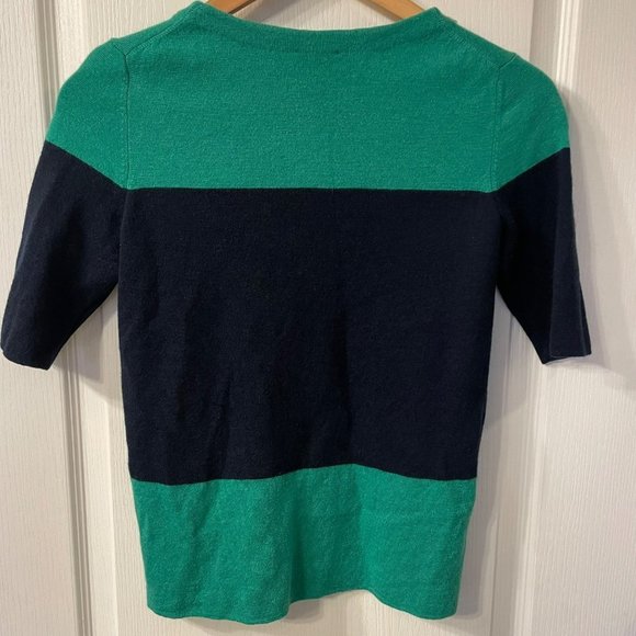Talbots Medium Color Block Merino Wool Short Sleeve Sweater Preppy Quiet Luxury - Picture 5 of 7